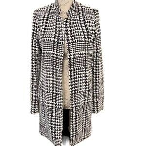 Carolina Belle Montreal Houndstooth Coat Jacket Size Medium Black White‎ Preppy